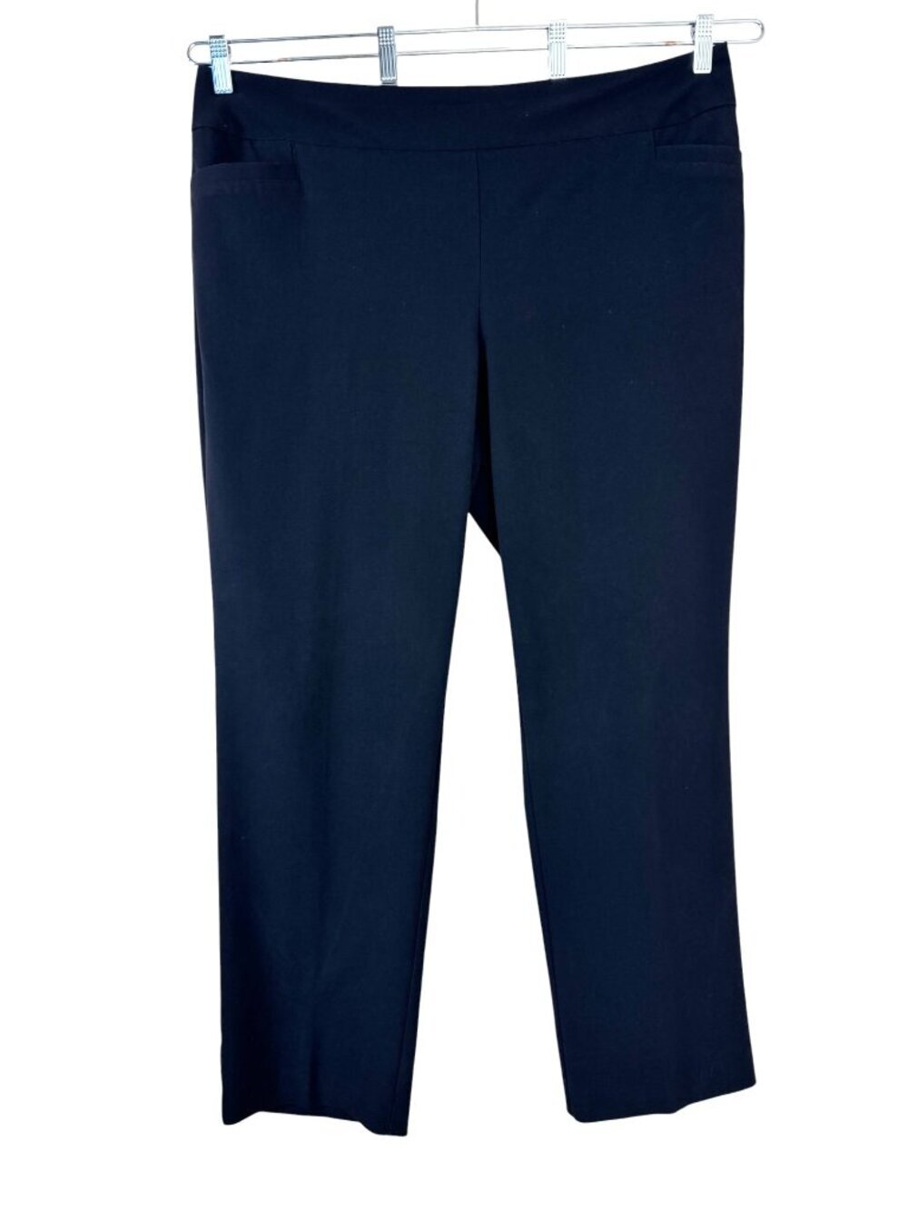 Roz & Ali Black Pull On Career Pants Trousers Women's Size 14 Straight Pockets